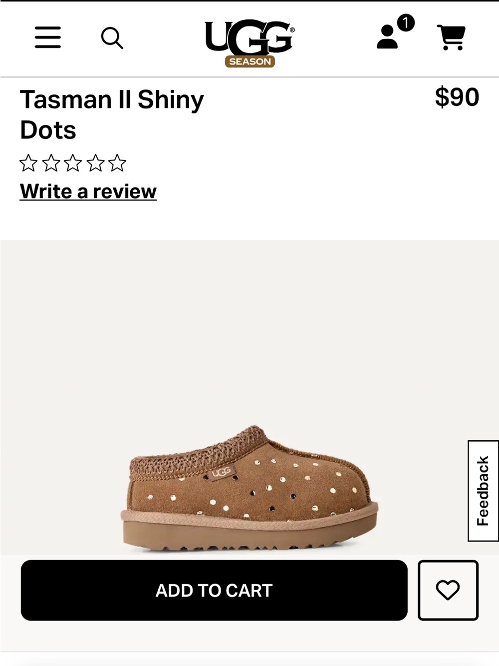 UGG Kids Tasman II Shiny Dots Slip-On in Chestnut